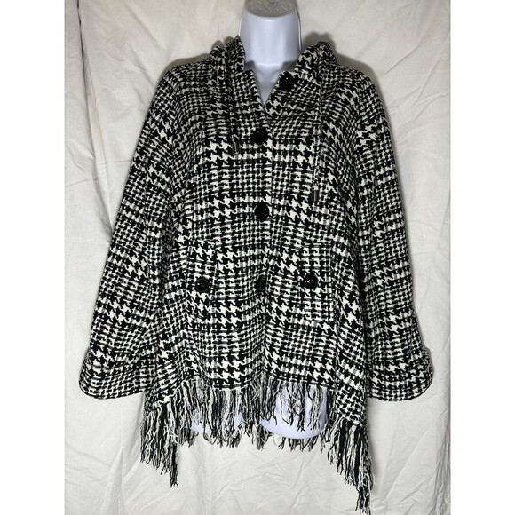 For Cynthia Jackets & Blazers - For Cynthia Houndstooth Fringe Jacket Size S